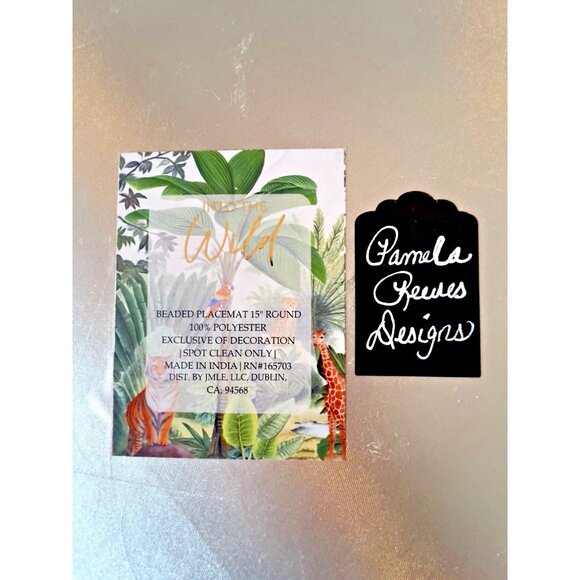 BEADED ZEBRA 15” Placemat Charger Into The Wild Black White EXQUISITE Safari - Picture 4 of 8